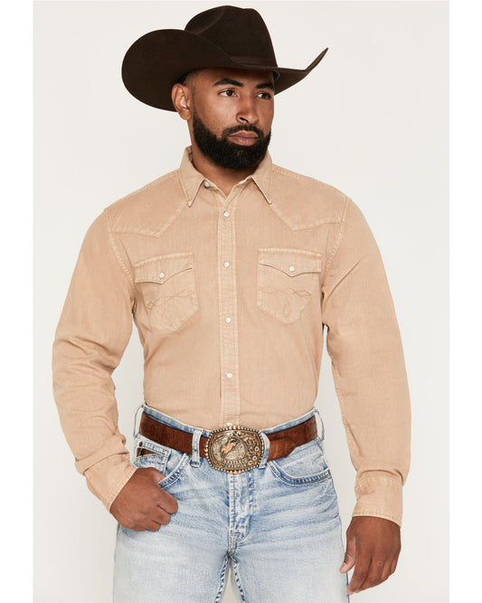 Cody James Men's Solid Long Sleeve Snap Denim Western Shirt - Big