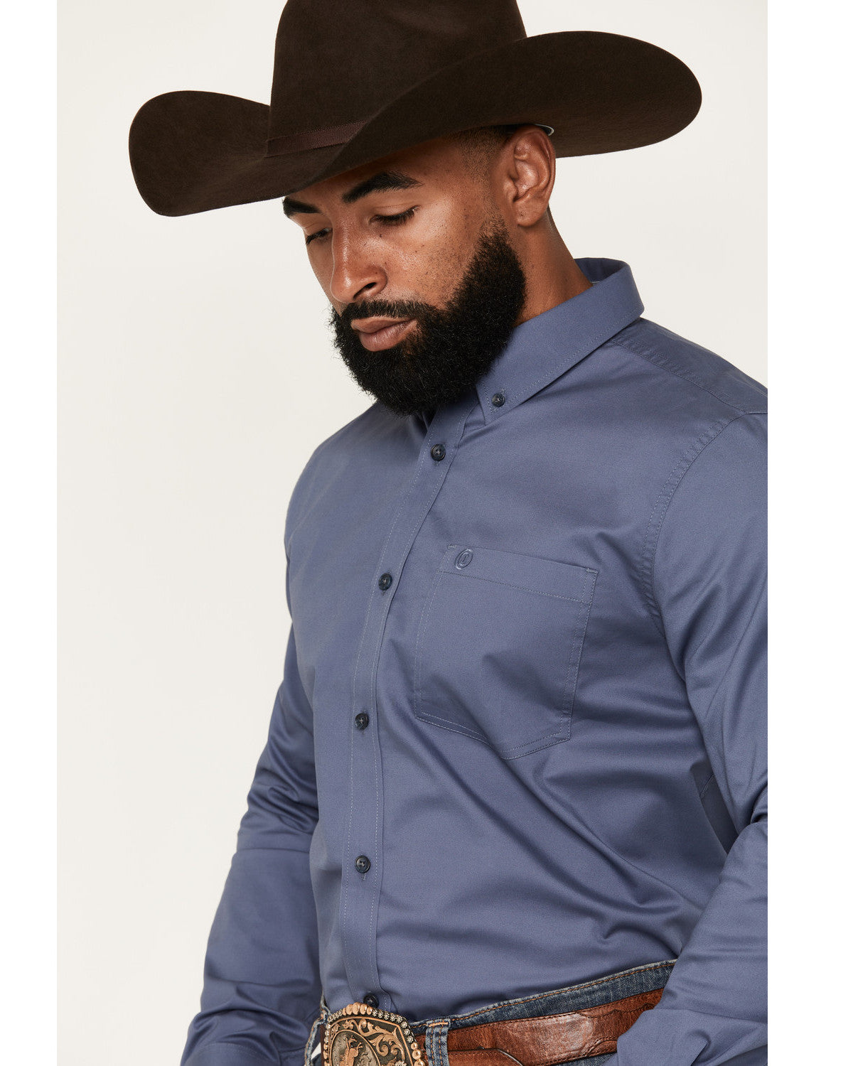 Cody James Men's Solid Long Sleeve Button-Down Stretch Western Shirt -