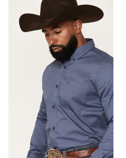 Cody James Men's Solid Long Sleeve Button-Down Stretch Western Shirt -