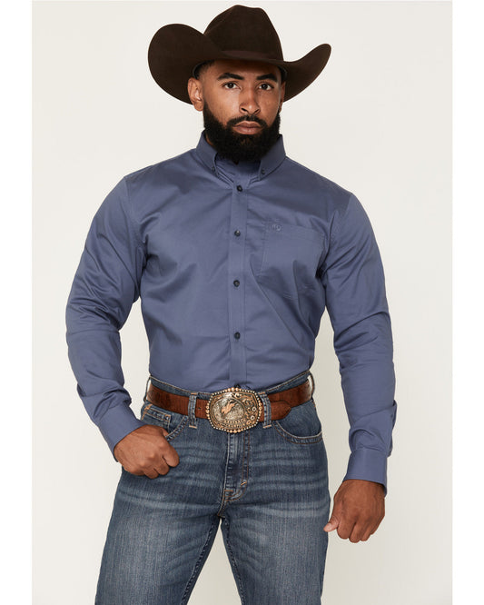 Cody James Men's Solid Long Sleeve Button-Down Stretch Western Shirt -