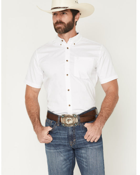 Cody James Men's Basic Solid Short Sleeve Button-Down Stretch Western