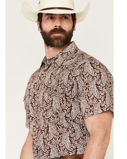 Cody James Men's Rusted Gate Paisley Print Short Sleeve Snap Western S