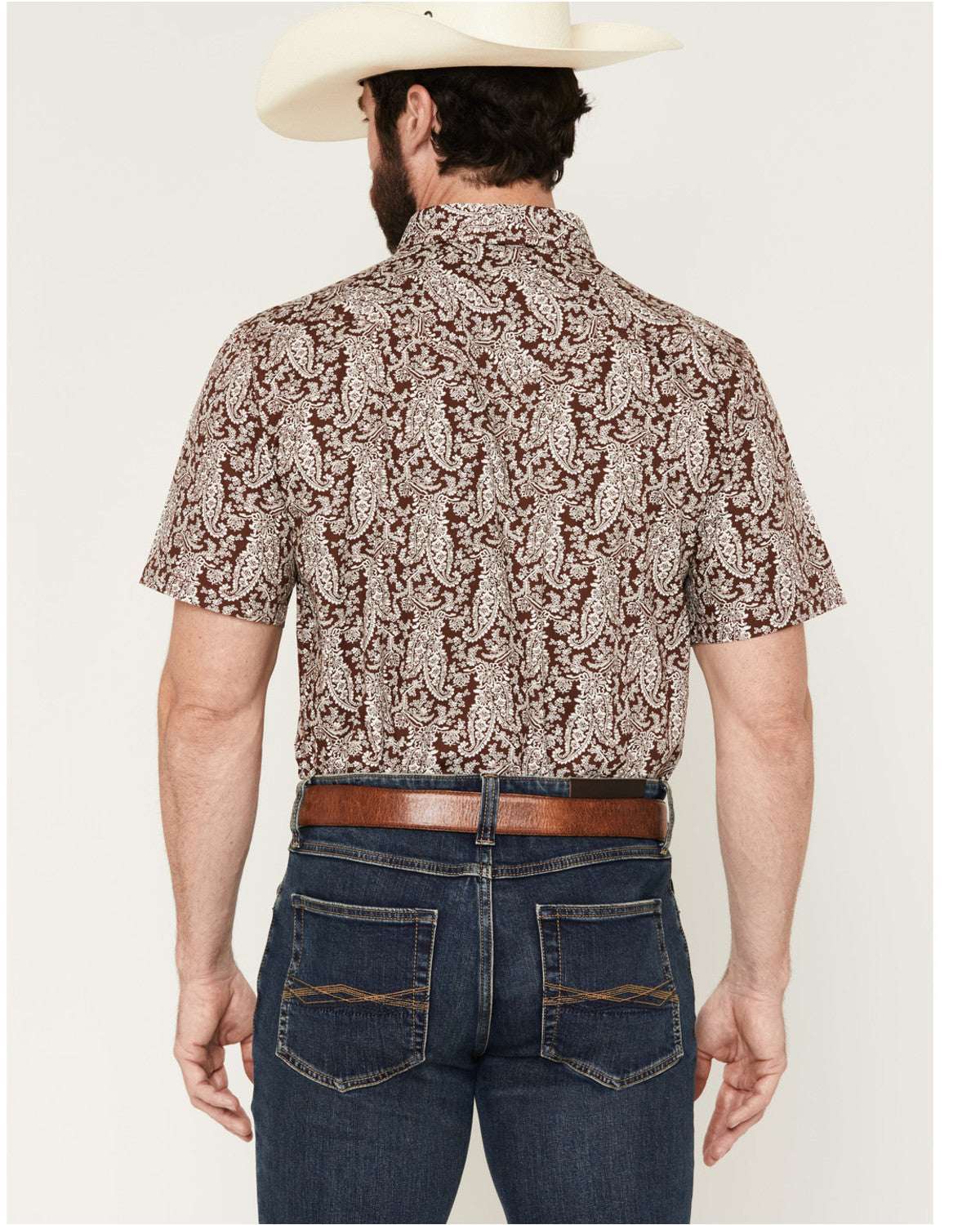 Cody James Men's Rusted Gate Paisley Print Short Sleeve Snap Western S