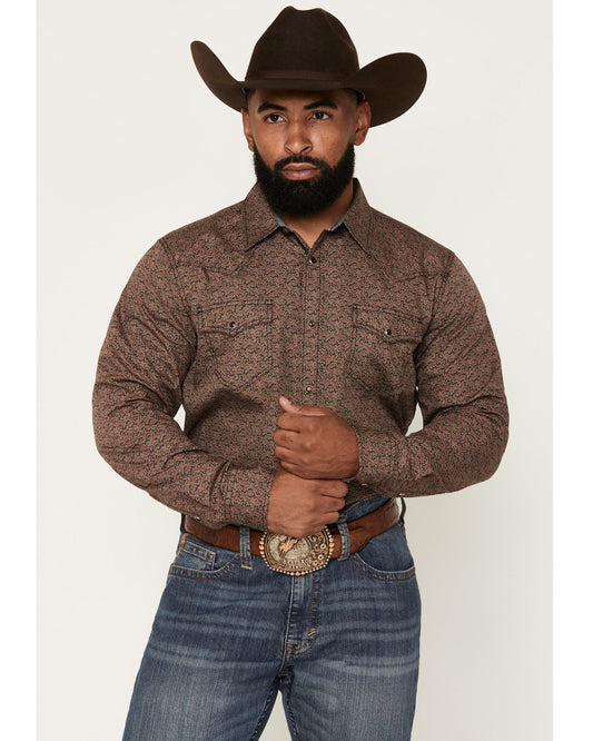 Cody James Men's Fireball Geo Print Long Sleeve Snap Western Shirt - T