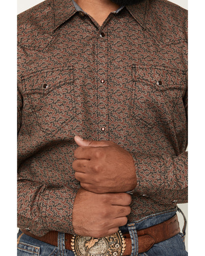 Cody James Men's Fireball Geo Print Long Sleeve Snap Western Shirt - B