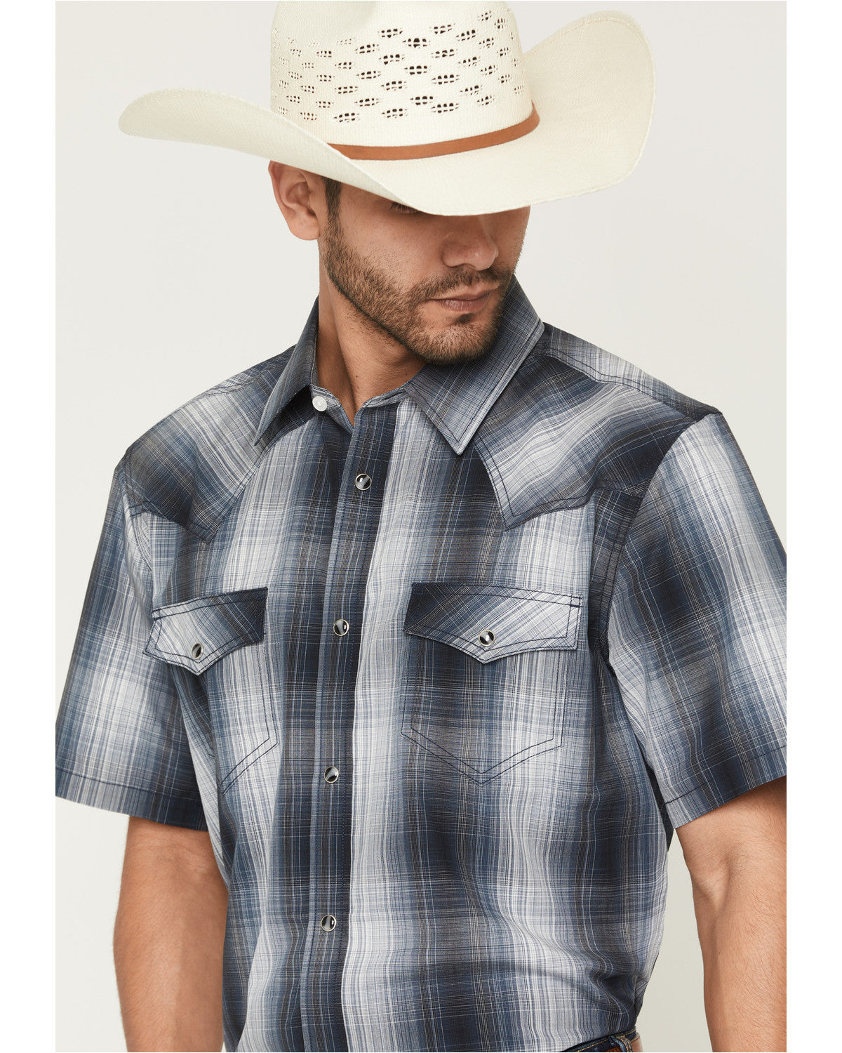 Cody James Men's Weed Wacker Plaid Print Short Sleeve Snap Western Shi