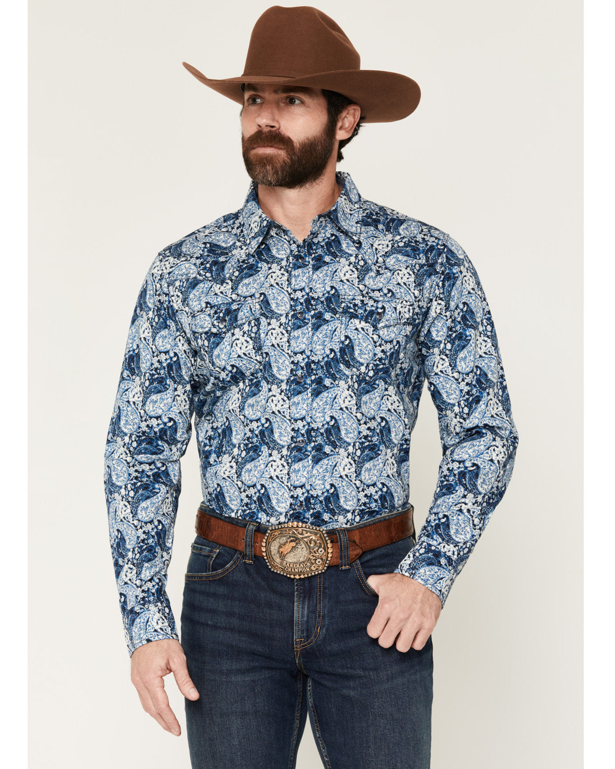 Cody James Men's Escape Route Paisley Print Long Sleeve Snap Western S