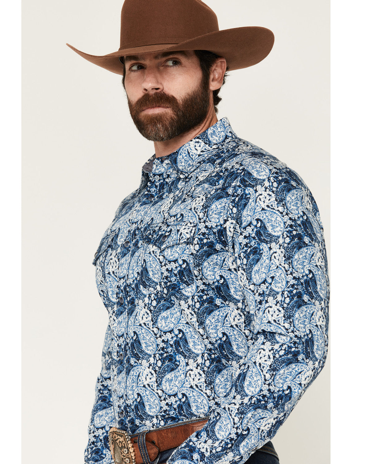 Cody James Men's Escape Route Paisley Print Long Sleeve Snap Western S