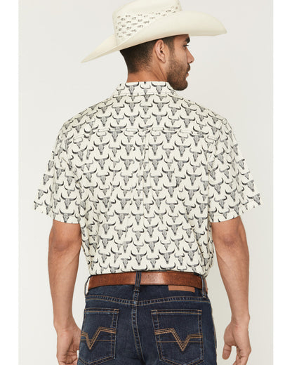 Cody James Men's Toro Steer Head Print Short Sleeve Button-Down Stretc