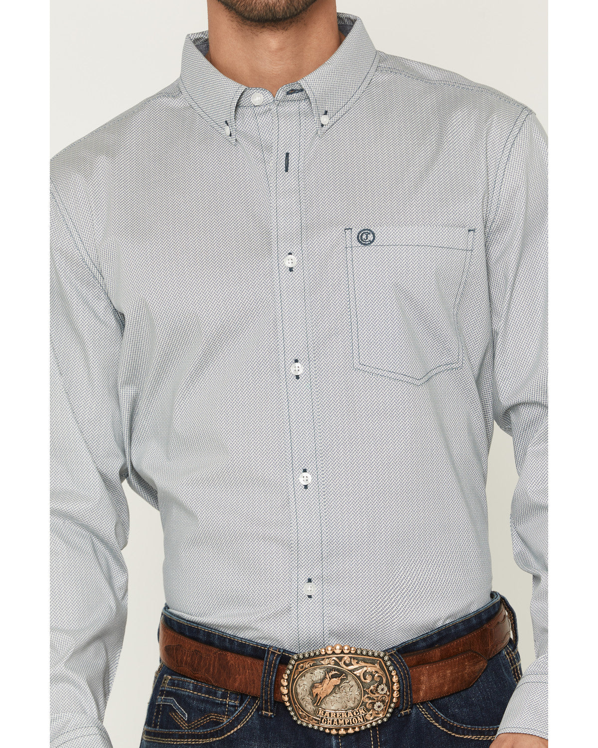 Cody James Men's Day Job Geo Print Long Sleeve Button-Down Stretch Wes