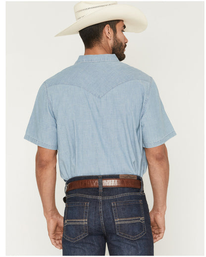 Cody James Men's Horizon Chambray Light Wash Short Sleeve Snap Western