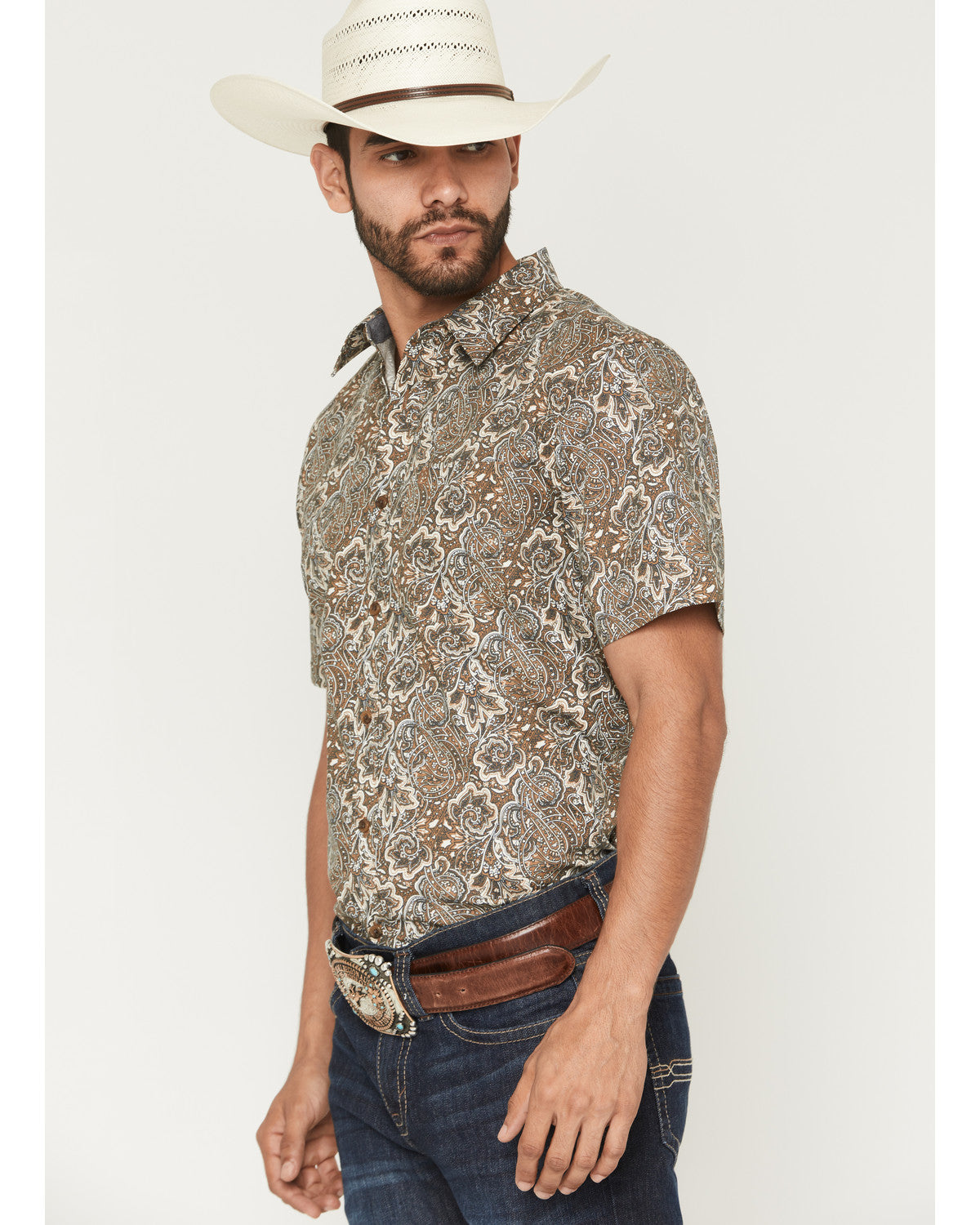 Cody James Men's Wells Floral Paisley Print Short Sleeve Button-Down S