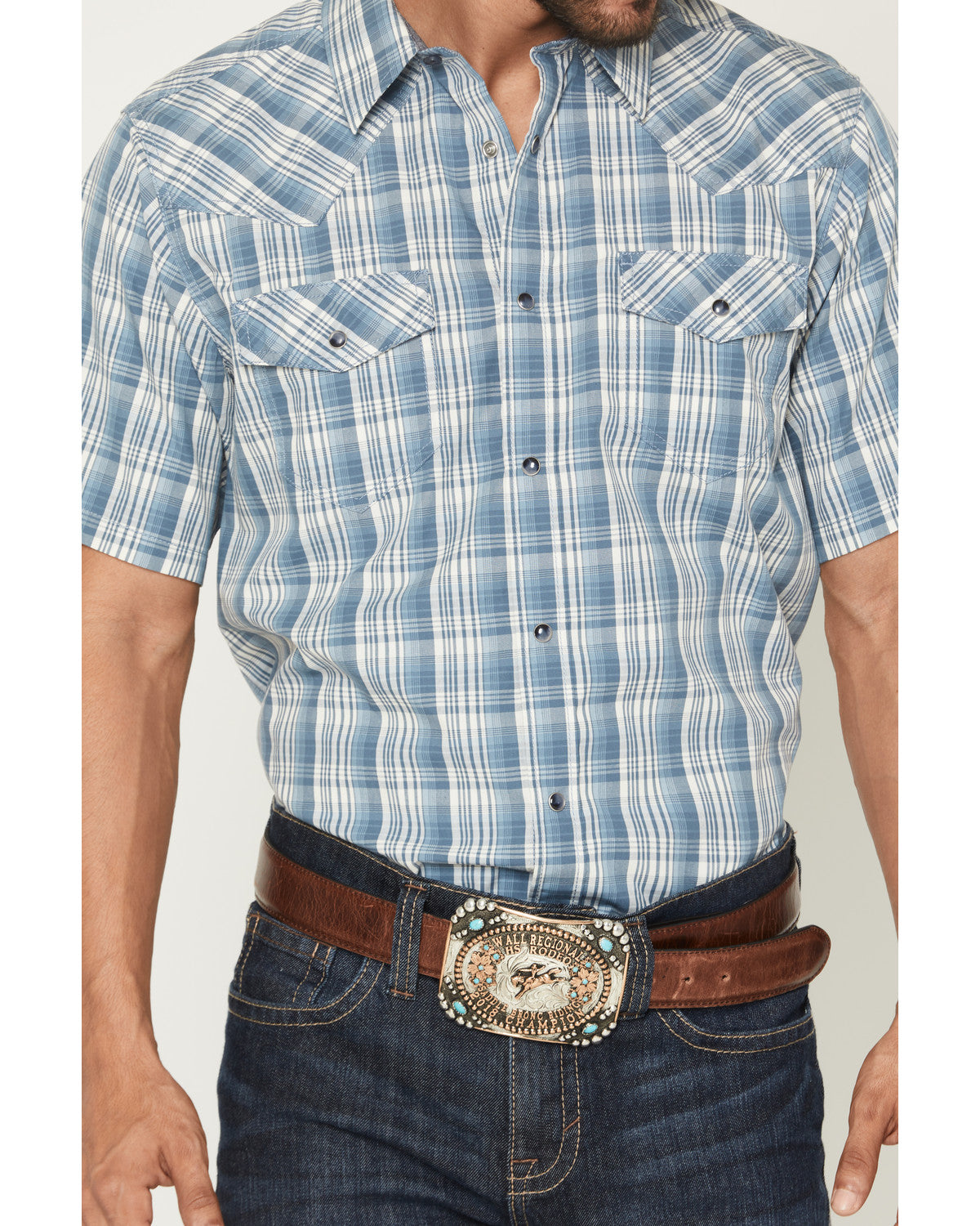 Cody James Men's Briggs Plaid Print Short Sleeve Snap Western Shirt -