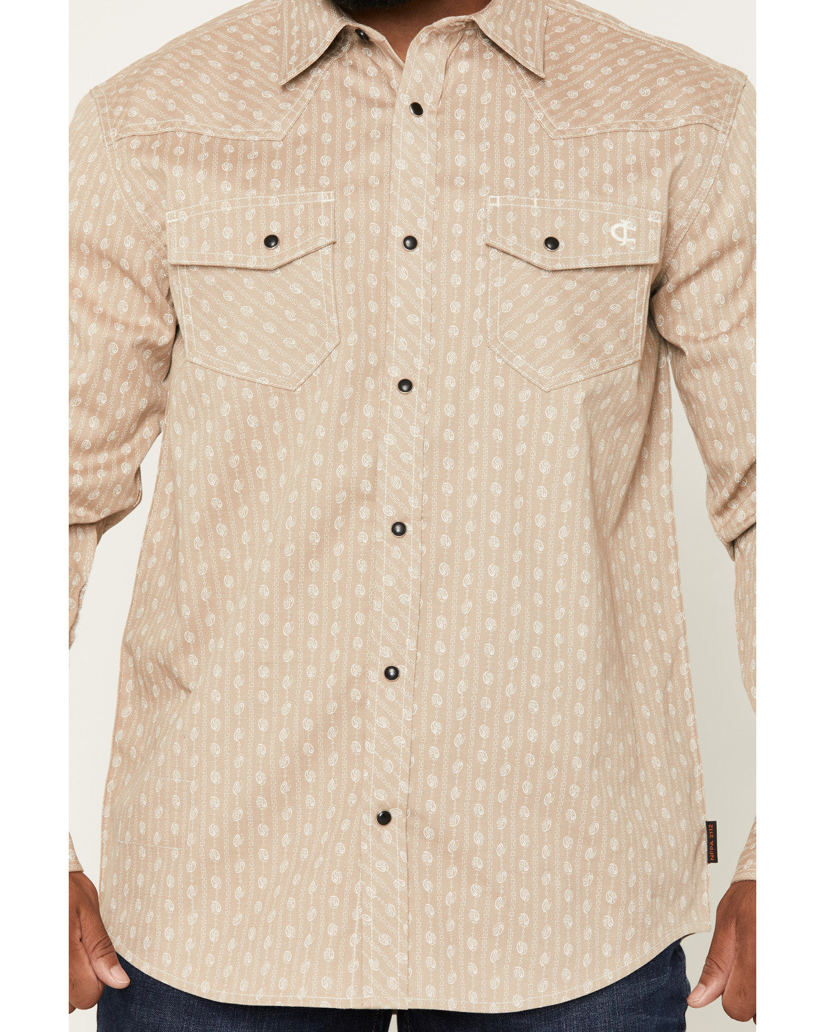 Cody James Men's FR Paisley Striped Print Long Sleeve Snap Stretch Wor