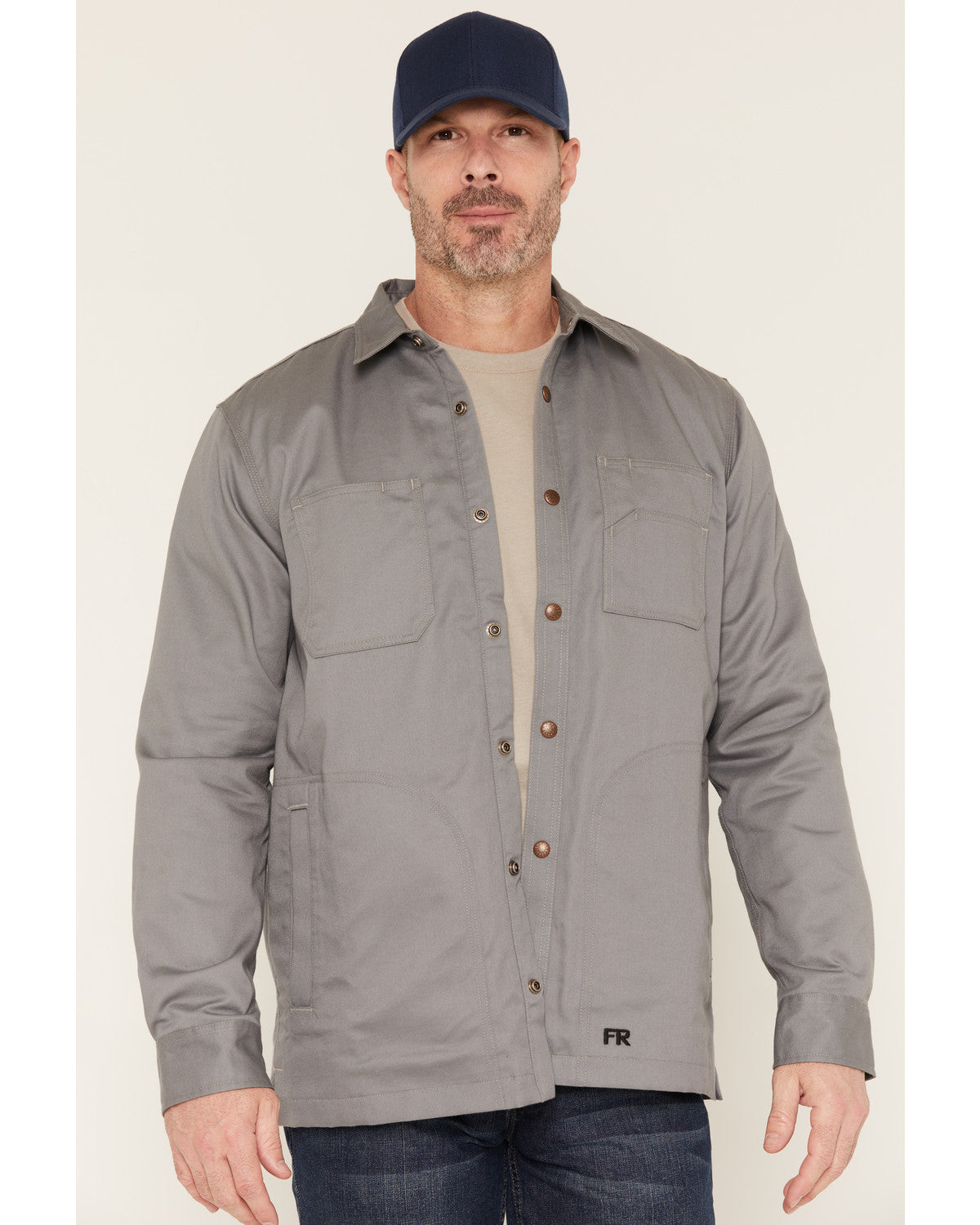 Cody James Men's FR Solid Lined Long Sleeve Snap Work Shirt Jacket