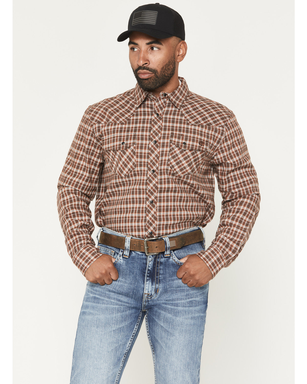 Cody James Men's FR Hondo Plaid Print Long Sleeve Snap Stretch Work Sh
