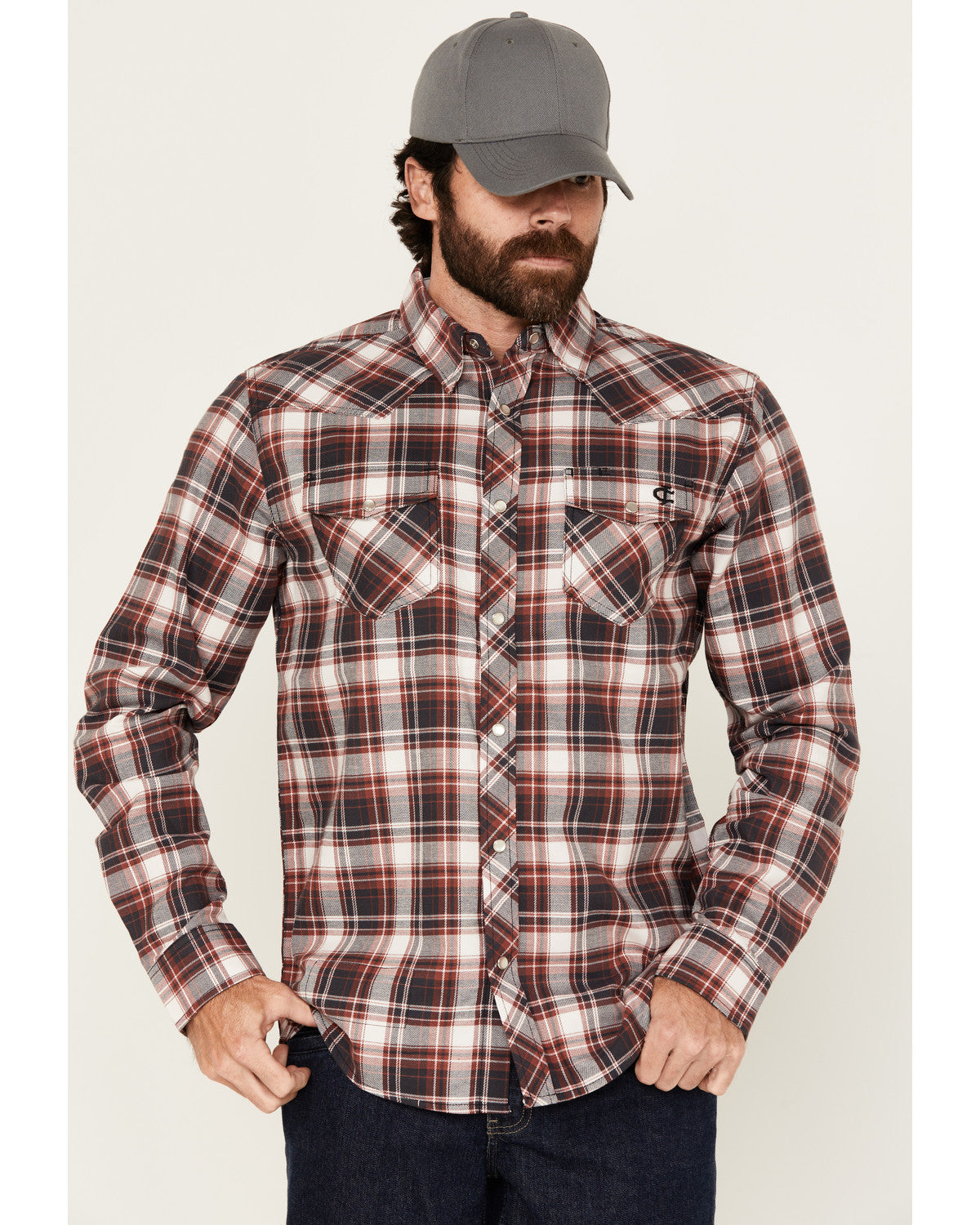 Cody James Men's FR Plaid Print Long Sleeve Snap Work Shirt