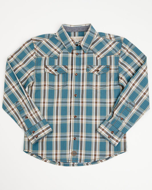 Cody James Toddler Boys' Niagra Falls Plaid Print Long Sleeve Snap Wes