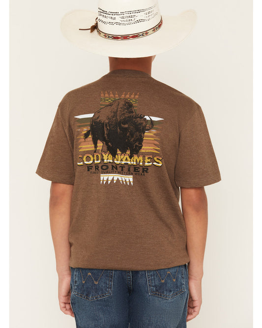 Cody James Boys' Frontier Bison Short Sleeve Graphic T-Shirt