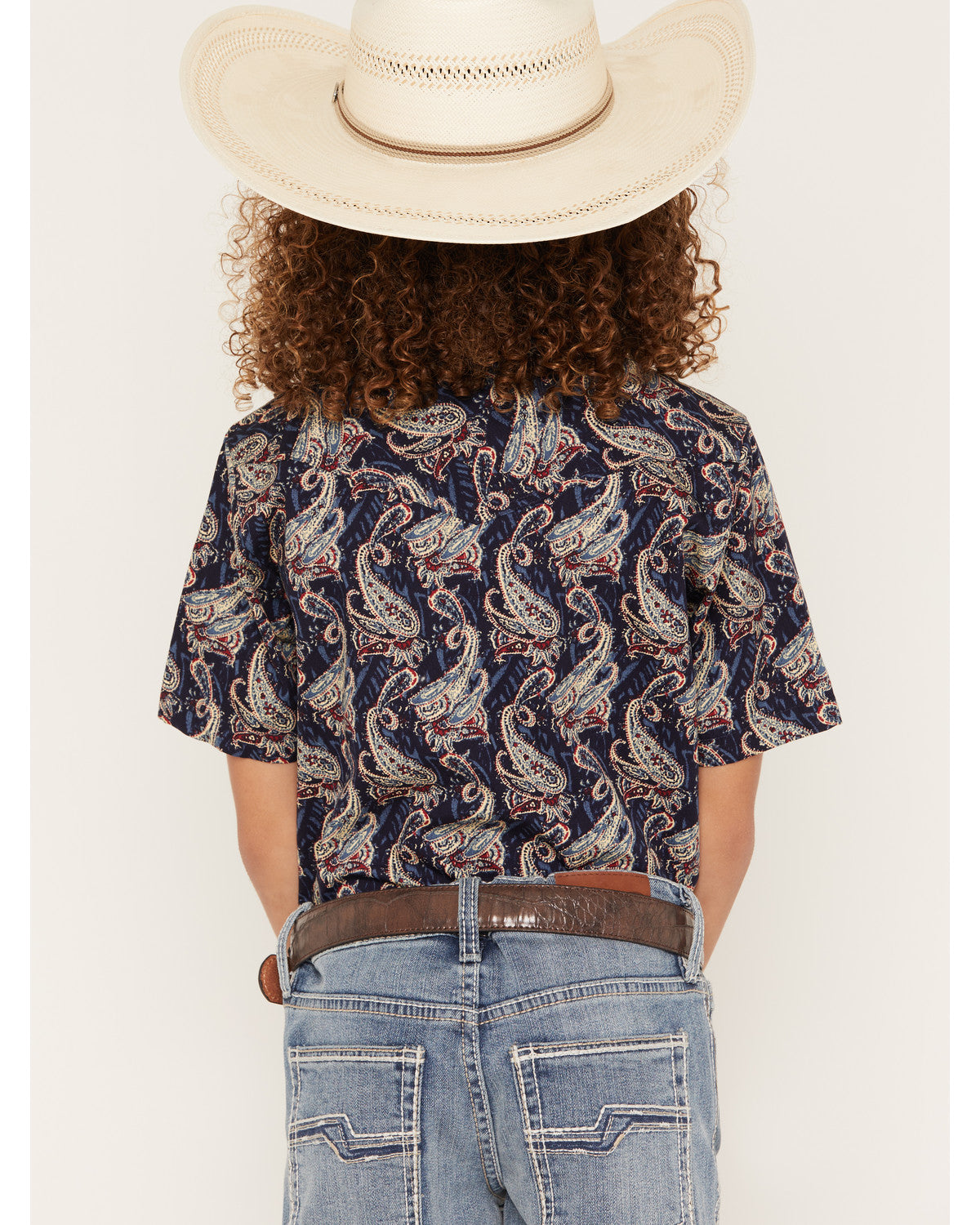 Cody James Boys' Easy Livin Paisley Print Short Sleeve Snap Western Sh