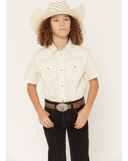 Cody James Boys' Jace Southwestern Print Short Sleeve Snap Western Shi