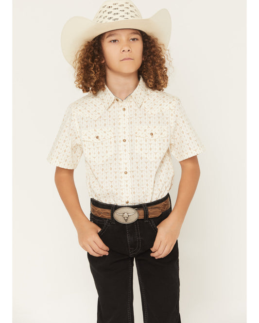Cody James Boys' Jace Southwestern Print Short Sleeve Snap Western Shi