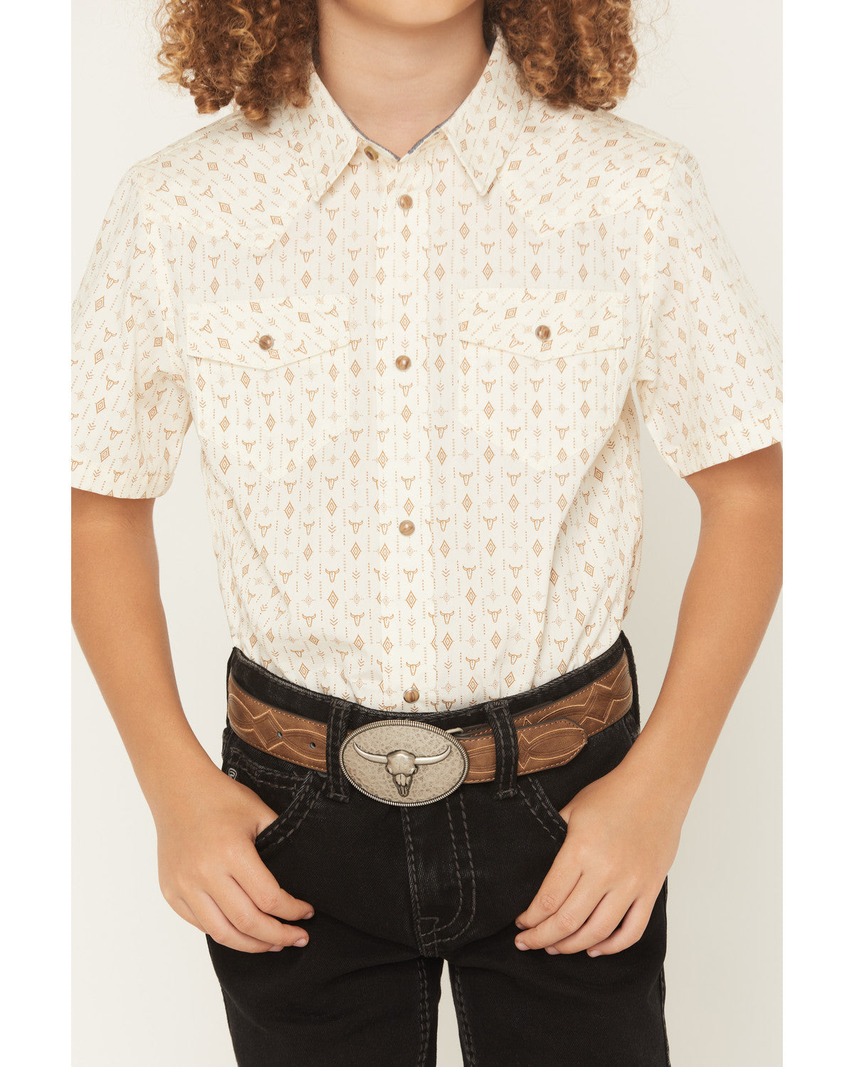 Cody James Boys' Jace Southwestern Print Short Sleeve Snap Western Shi