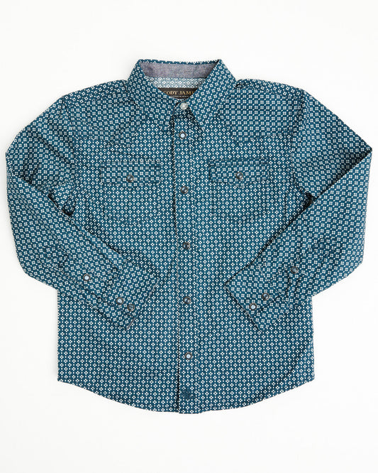 Cody James Toddler Boys' Bourbon Geo Print Long Sleeve Pearl Snap West