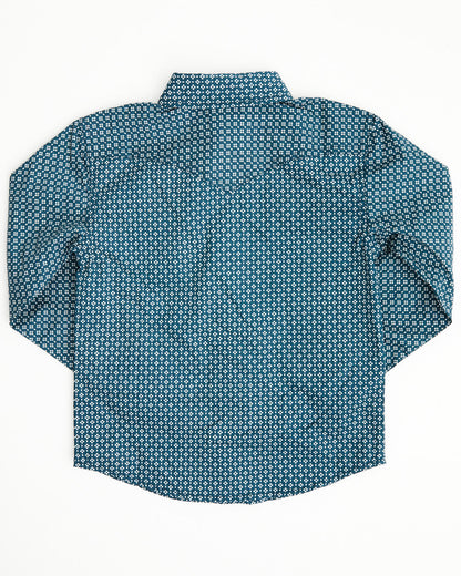 Cody James Toddler Boys' Bourbon Geo Print Long Sleeve Pearl Snap West