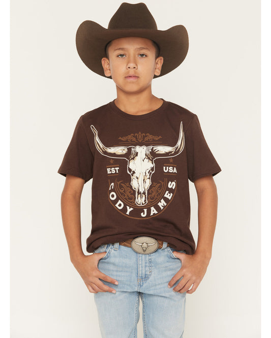 Cody James Boys' USA Steerhead Short Sleeve Graphic T-Shirt