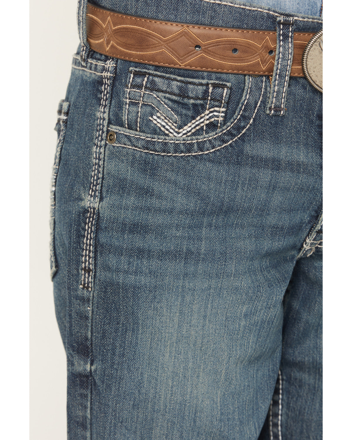 Cody James Boys' Grullo Medium Wash Relaxed Bootcut Comfort Stretch De