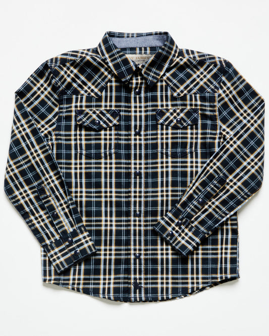 Cody James Toddler Boys' Warriors Way Plaid Print Long Sleeve Snap Wes