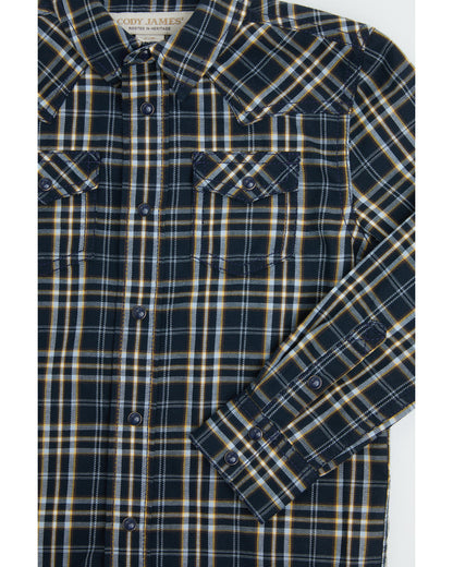Cody James Toddler Boys' Warriors Way Plaid Print Long Sleeve Snap Wes
