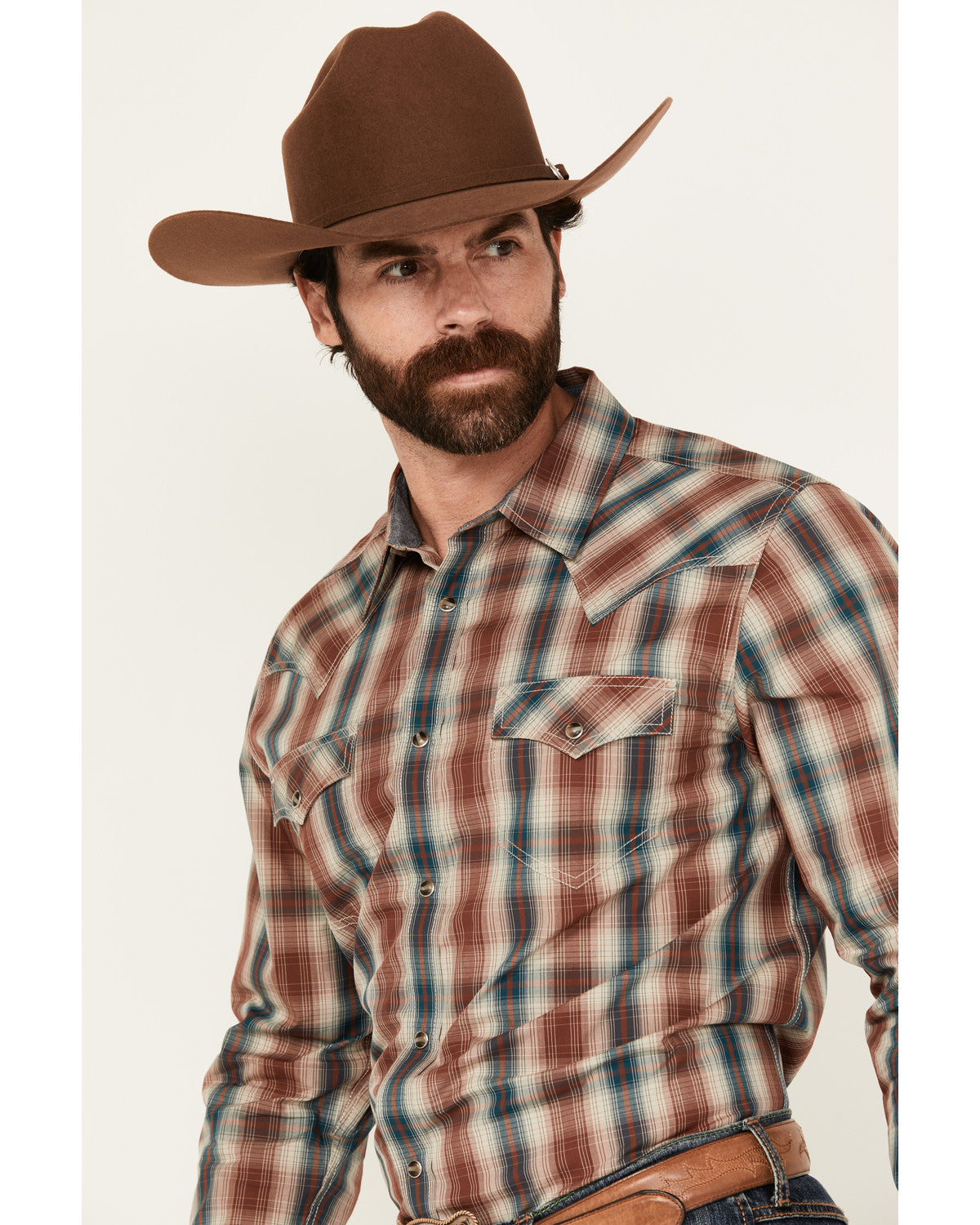 Cody James Men's Ricardo Plaid Print Long Sleeve Snap Western Shirt