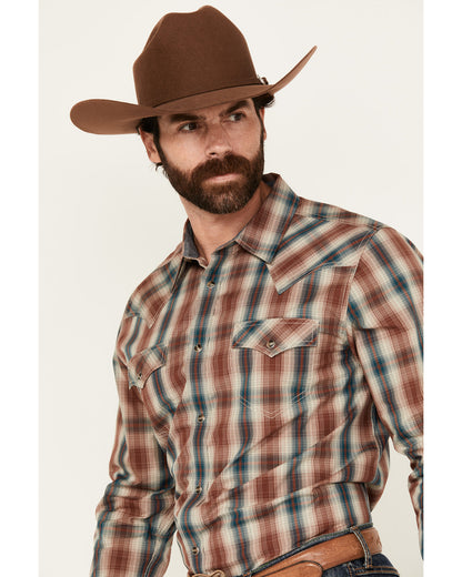 Cody James Men's Ricardo Plaid Print Long Sleeve Snap Western Shirt