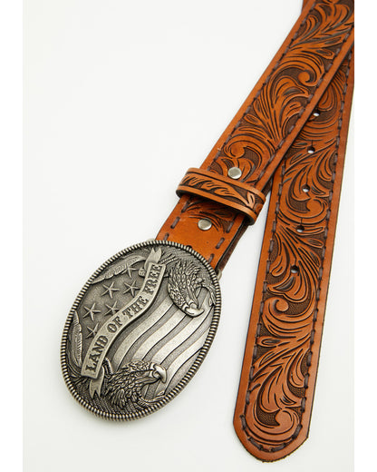 Cody James Men's Land of the Free Tooled Buckle Belt