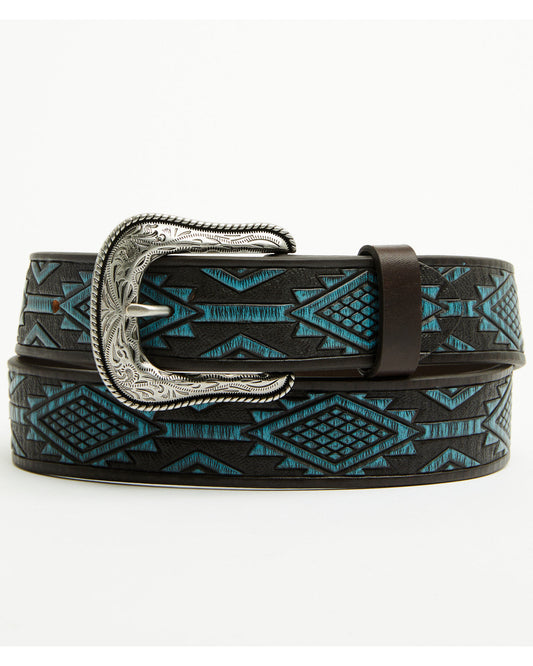 Cody James Men's Hand Painted Southwestern Print Embossed Leather Belt