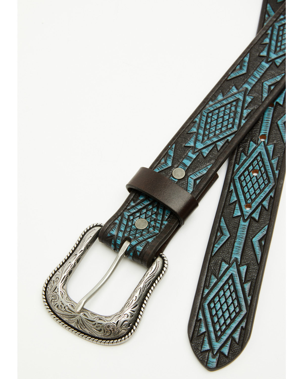 Cody James Men's Hand Painted Southwestern Print Embossed Leather Belt