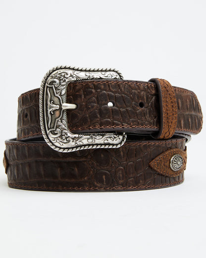 Cody James Men's Caiman Print Medallion Leather Belt