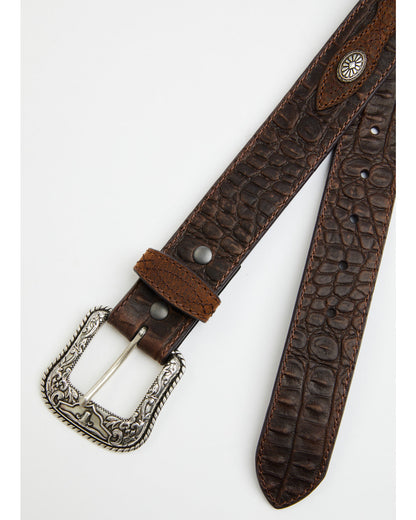 Cody James Men's Caiman Print Medallion Leather Belt