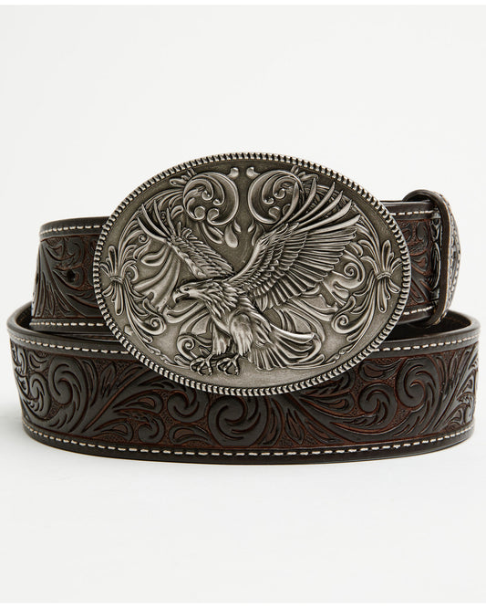 Cody James Men's Lander Tooled Leather Buckle Belt