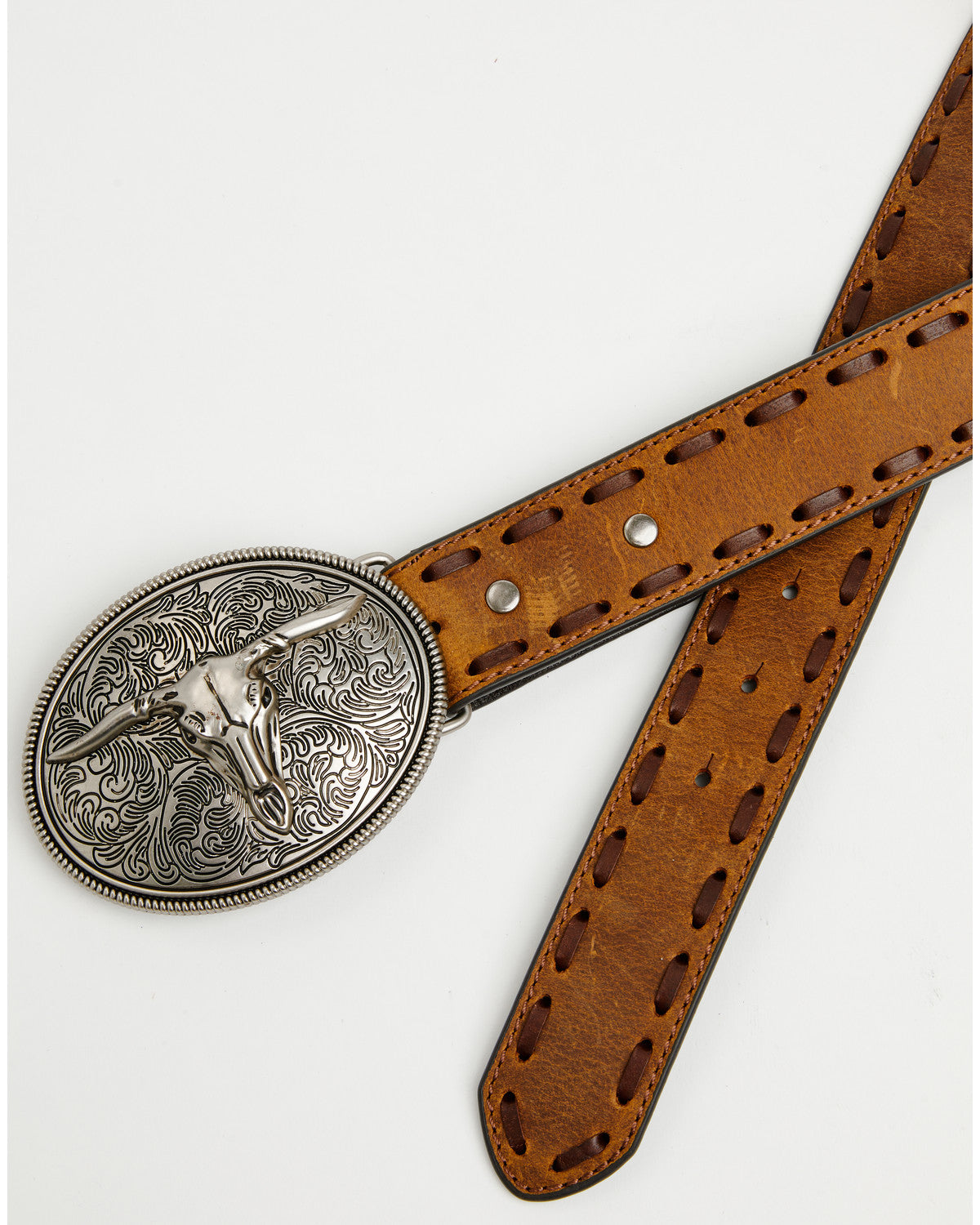 Cody James Men's Longhorn Whipstitch Buckle Belt