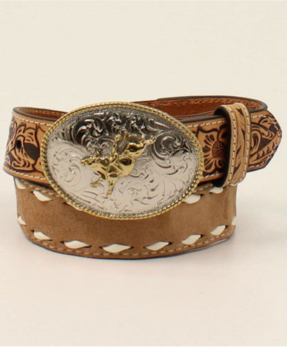 Cody James Boys' Tooled Tab Bull Rider Western Belt