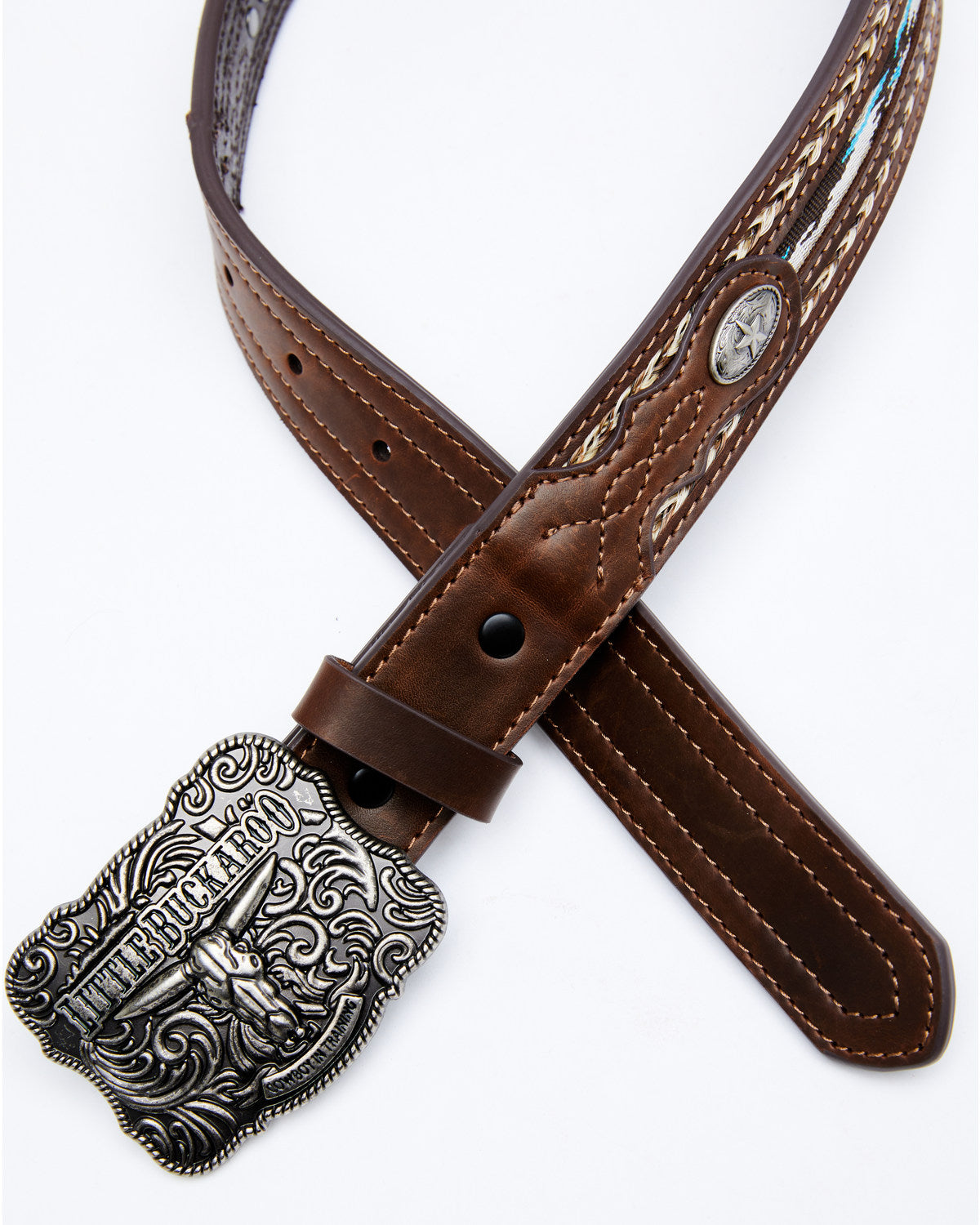 Cody James Boys' Lil Buckaroo Brown Ribbon Belt