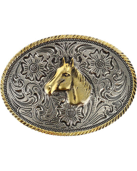 Cody James Boys' Dual-Tone Horse Belt Buckle