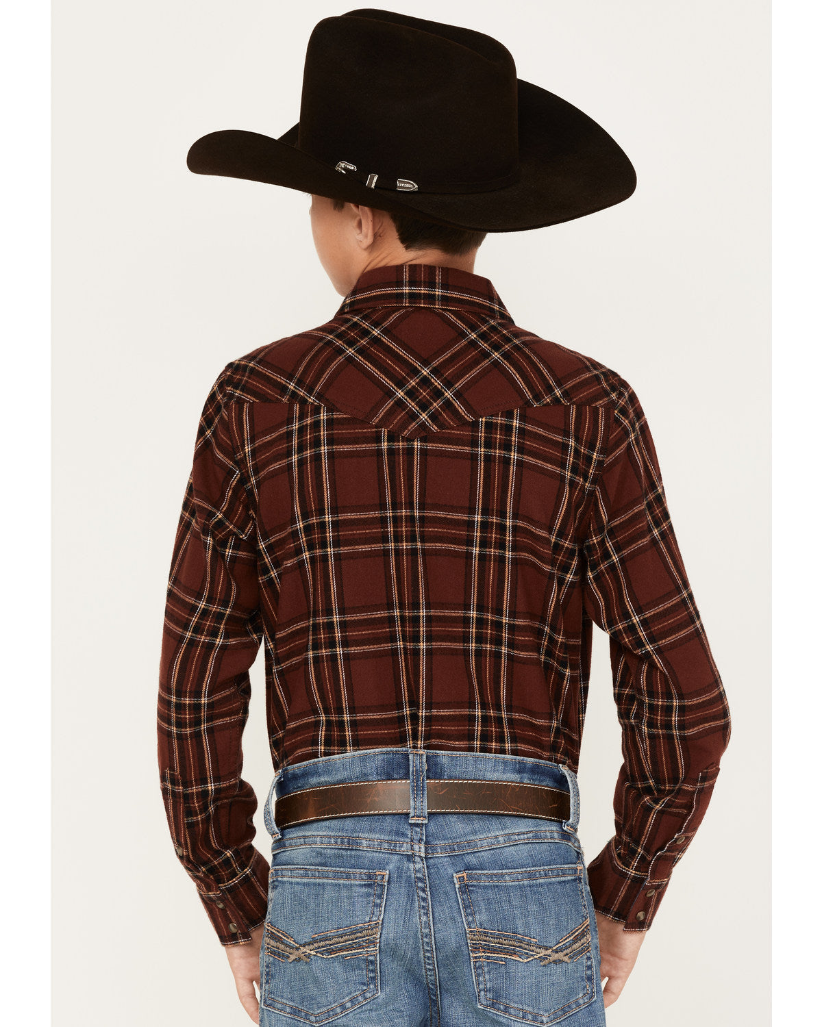 Cody James Boys' Plaid Print Long Sleeve Snap Flannel Shirt