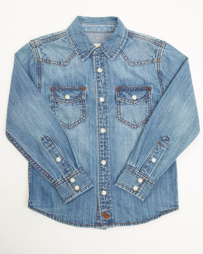 Cody James Toddler Boys' Foothill Denim Long Sleeve Pearl Snap Western