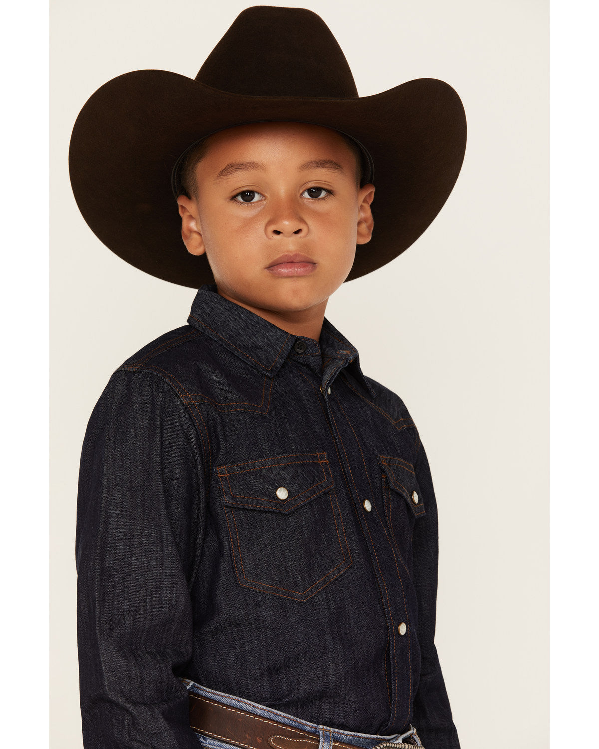Cody James Boys' Cave Creek Long Sleeve Pearl Snap Western Denim Shirt