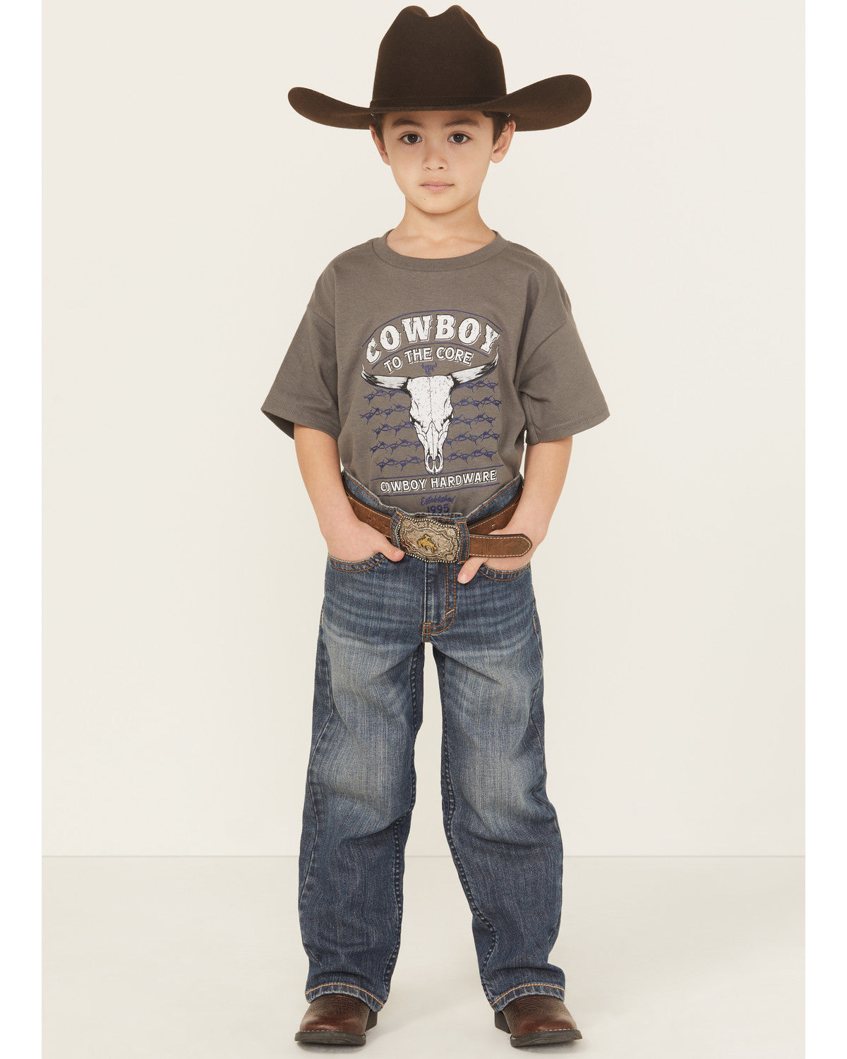 Cody James Little Boys' Wolfstooth Medium Wash Relaxed Bootcut Stretch