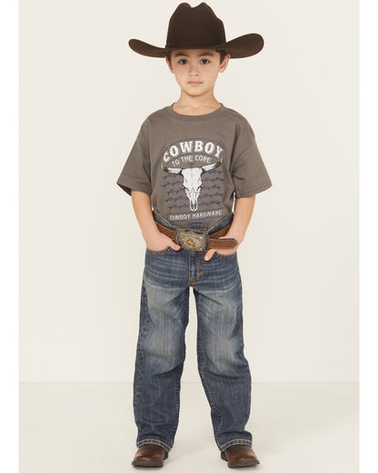 Cody James Little Boys' Wolfstooth Medium Wash Relaxed Bootcut Stretch